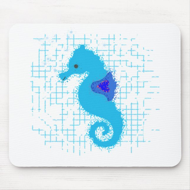 Blue Seahorse On Distressed Background Mouse Mat (Front)