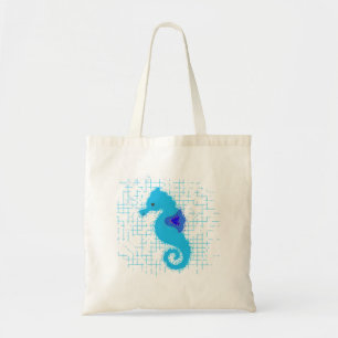 Blue Seahorse On Distressed Background Tote Bag