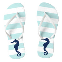 Blue Seahorse on Mint Stripes