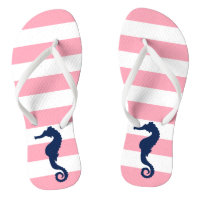 Blue Seahorse on Pink Stripes