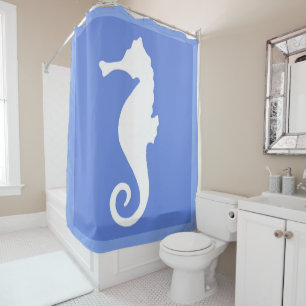 Blue Seahorse Shower Curtain