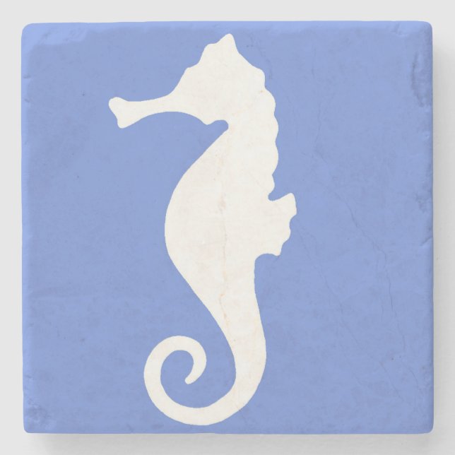 Blue Seahorse Stone Coaster (Front)