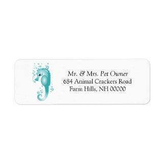 Blue Seahorse Theme Return Address Labels Stickers