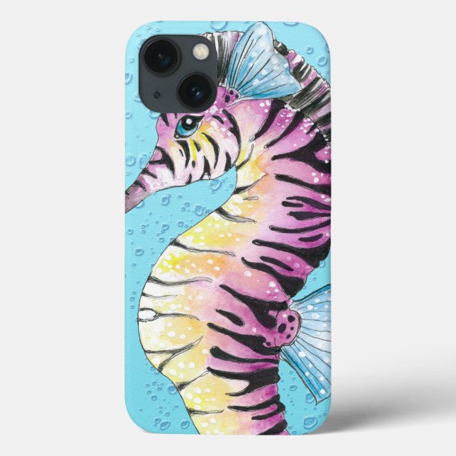 Blue Seahorse Zebra Case-Mate iPhone Case (Back)