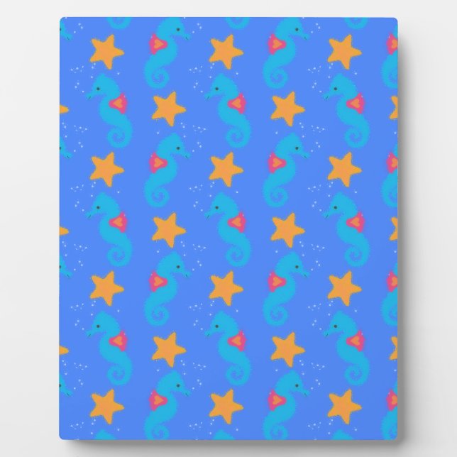 Blue Seahorses And Starfish Pattern Plaque (Front)
