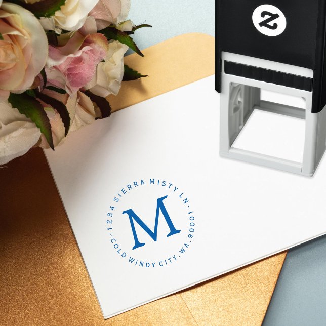 Blue Seal Monogram Return Address Stamp (Creator Uploaded)