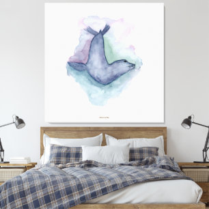 Blue seal watercolor painting canvas print