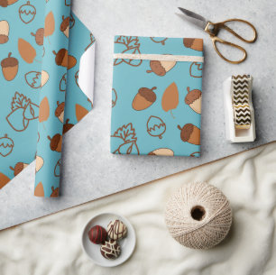 Blue Seamless Wrapping Paper Hazelnut Autumn Vibes