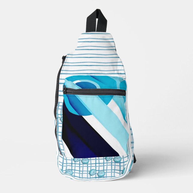 “Blue Seas” Cut Sew Sling Bag (Front)