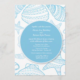 Blue Seas Shells Invitation