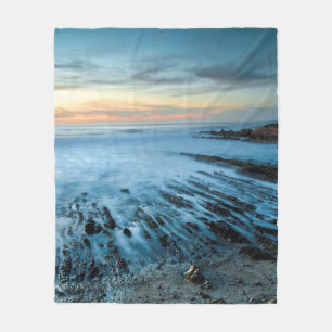Blue seascape at sunset, California Fleece Blanket