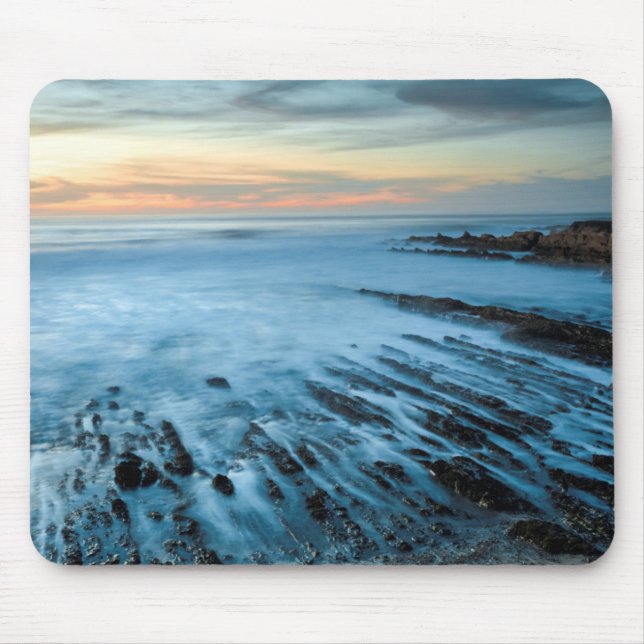 Blue seascape at sunset, California Mouse Mat (Front)