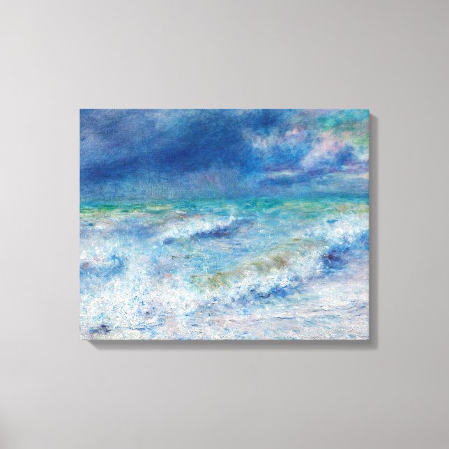 Blue Seascape by Renoir Impressionist Painting Canvas Print (Front)