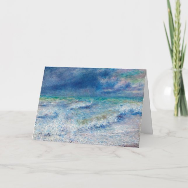Blue Seascape by Renoir Impressionist Painting Card (Front)