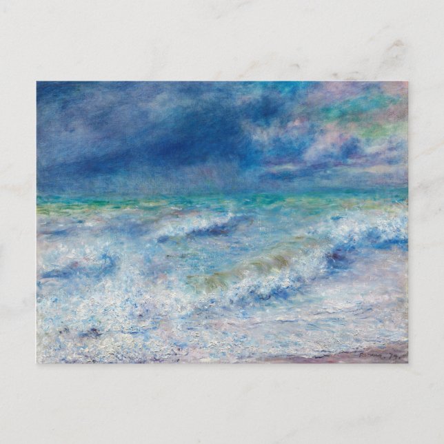 Blue Seascape by Renoir Impressionist Painting Postcard (Front)