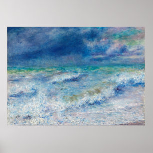 Blue Seascape by Renoir Impressionist Painting Poster