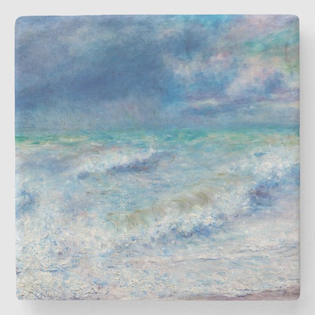 Blue Seascape by Renoir Stone Coaster (Front)