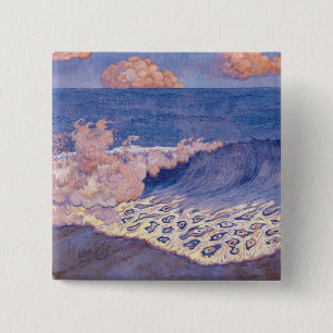 Blue seascape, Wave Effect, c.1893 15 Cm Square Badge