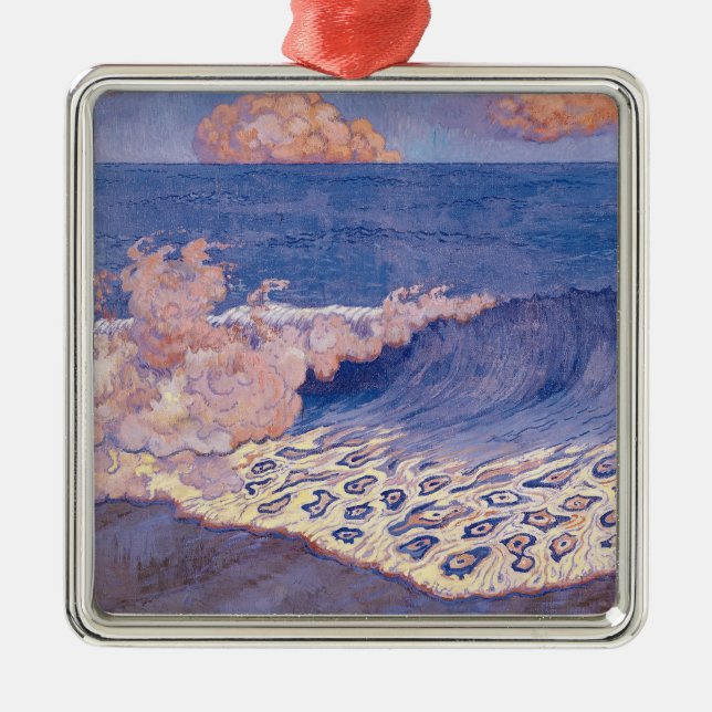 Blue seascape, Wave Effect, c.1893 Metal Tree Decoration (Front)