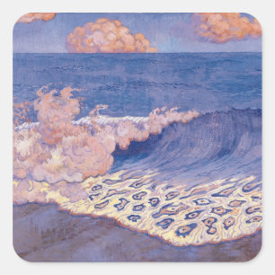 Blue seascape, Wave Effect, c.1893 Square Sticker
