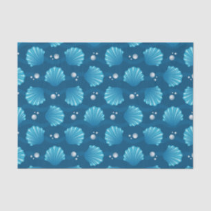 Blue Seashell And Sea Pearls  Tissue Paper
