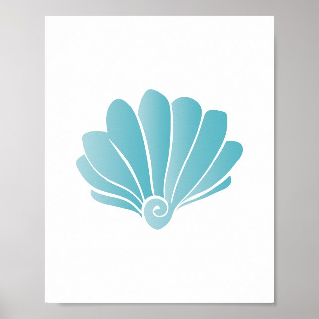 Blue Seashell Beach Art Print (Front)