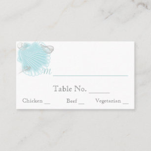 Blue Seashell Beach Wedding Place Cards