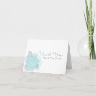 Blue Seashell Beach Wedding Thank You Card
