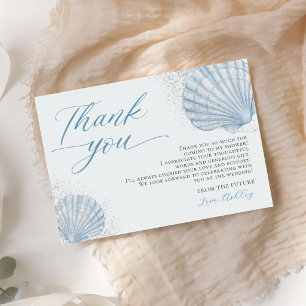 Blue Seashell Coastal Bridal Shower Thank You Card