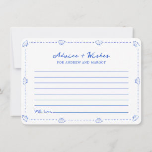 Blue Seashell Coastal Wedding Advice and Wishes Card
