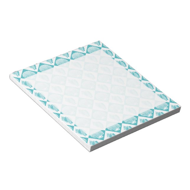 Blue Seashell Diamond Nautical Beach Notepad (Angled)