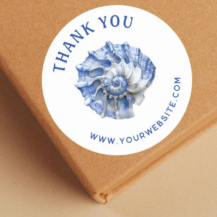 Blue seashell logo business thank you sticker
