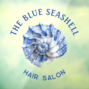 Blue seashell logo business window cling
