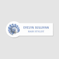 Blue seashell logo name tag
