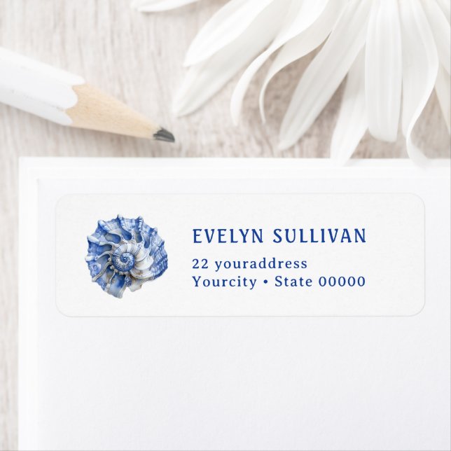 Blue seashell logo return address label (Insitu)