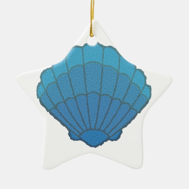 Blue Seashell Mosaic Ceramic Tree Decoration (Front)
