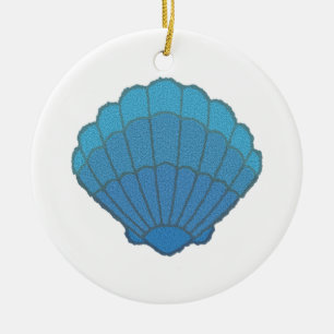 Blue Seashell Mosaic Ceramic Tree Decoration