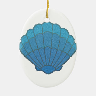 Blue Seashell Mosaic Ceramic Tree Decoration