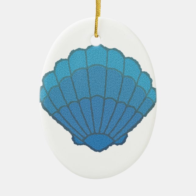 Blue Seashell Mosaic Ceramic Tree Decoration (Front)