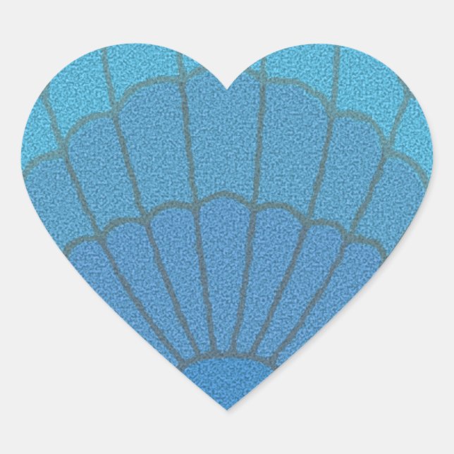Blue Seashell Mosaic Heart Sticker (Front)