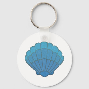 Blue Seashell Mosaic Key Ring