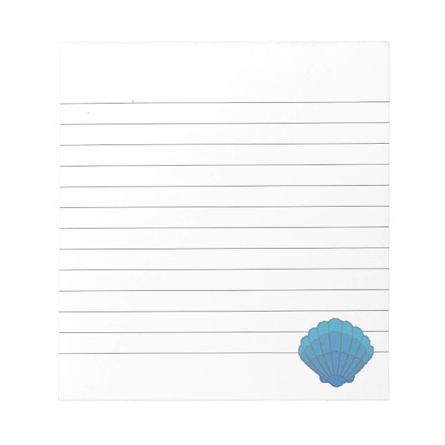 Blue Seashell Mosaic Lined Notepad (Front)