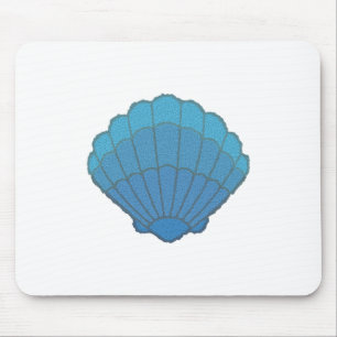 Blue Seashell Mosaic Mouse Mat