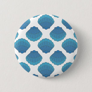 Blue Seashell Mosaic Pattern 6 Cm Round Badge