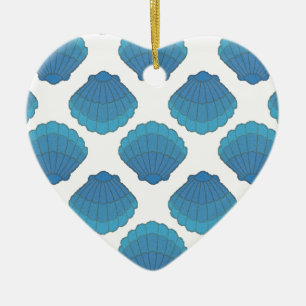 Blue Seashell Mosaic Pattern Ceramic Tree Decoration