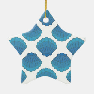 Blue Seashell Mosaic Pattern Ceramic Tree Decoration
