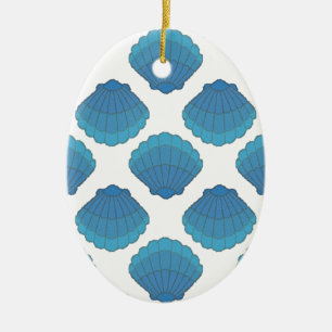 Blue Seashell Mosaic Pattern Ceramic Tree Decoration