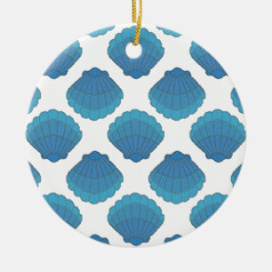 Blue Seashell Mosaic Pattern Ceramic Tree Decoration
