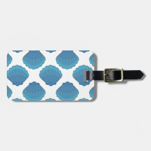 Blue Seashell Mosaic Pattern Luggage Tag