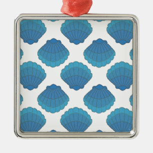 Blue Seashell Mosaic Pattern Metal Tree Decoration